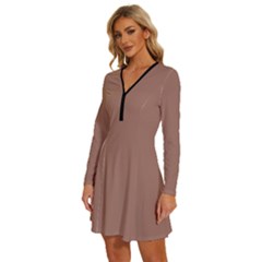 Long Sleeve Deep V Mini Dress  