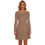 Mocha Mousse Hex Code #a47864 Long Sleeve Wide Neck Velvet Dress
