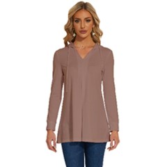 Long Sleeve Drawstring Hooded Top 