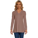 Mocha Mousse Hex Code #a47864 Long Sleeve Drawstring Hooded Top