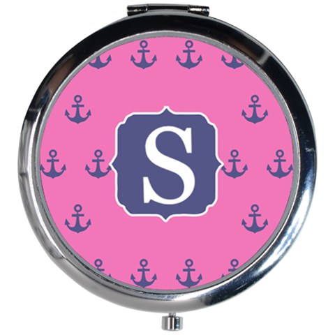 Anchor Pattern Initial Mini Round Mirror from ArtsNow.com