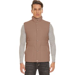 Mocha Mousse Hex Code #a47864 Men s High Neck Button Up Puffer Vest from ArtsNow.com