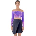 Colorful Labstract Wallpaper Theme Long Sleeve Off Shoulder Crop Top