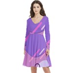 Colorful Labstract Wallpaper Theme Long Sleeve V-neck skater dress with Pockets