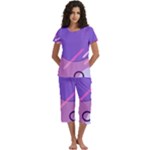 Colorful Labstract Wallpaper Theme Short Sleeve 3/4 Length Pants Lounge Set