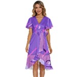 Colorful Labstract Wallpaper Theme Women s Kimono Wrap Satin Dress