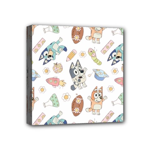 Bluey, Bluey merch, Bluey pattern, Bluey Bluey, bingo, Bluey design, bluey dog Mini Canvas 4  x 4  (Stretched) from ArtsNow.com