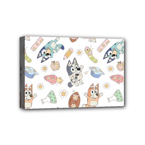 Bluey, Bluey merch, Bluey pattern, Bluey Bluey, bingo, Bluey design, bluey dog Mini Canvas 6  x 4  (Stretched) from ArtsNow.com