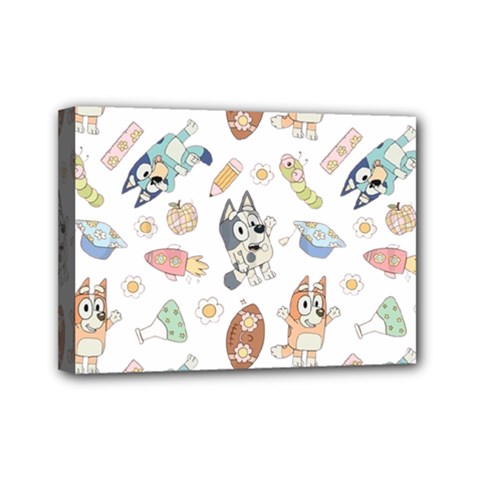 Bluey, Bluey merch, Bluey pattern, Bluey Bluey, bingo, Bluey design, bluey dog Mini Canvas 7  x 5  (Stretched) from ArtsNow.com