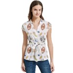 Bluey, Bluey merch, Bluey pattern, Bluey Bluey, bingo, Bluey design, bluey dog Women s Cap Sleeve Mandarin Collar Waist Tie Blouse Bluey, Bluey merch, Bluey pattern, Bluey Bluey, bingo, Bluey design, bluey dog Women s Cap Sleeve Mandarin Collar Waist Tie Blouse