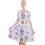 Bluey, Bluey merch, Bluey pattern, Bluey Bluey, bingo, Bluey design, bluey dog Quarter Sleeve A-Line Dress Bluey, Bluey merch, Bluey pattern, Bluey Bluey, bingo, Bluey design, bluey dog Quarter Sleeve A-Line Dress