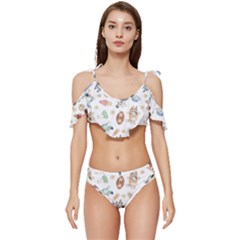 Ruffle Edge Tie Up Bikini Set	 