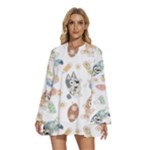 Bluey, Bluey merch, Bluey pattern, Bluey Bluey, bingo, Bluey design, bluey dog Round Neck Long Sleeve Bohemian Style Chiffon Mini Dress Bluey, Bluey merch, Bluey pattern, Bluey Bluey, bingo, Bluey design, bluey dog Round Neck Long Sleeve Bohemian Style Chiffon Mini Dress
