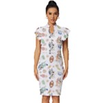 Bluey, Bluey merch, Bluey pattern, Bluey Bluey, bingo, Bluey design, bluey dog Vintage Frill Sleeve V-Neck Bodycon Dress Bluey, Bluey merch, Bluey pattern, Bluey Bluey, bingo, Bluey design, bluey dog Vintage Frill Sleeve V-Neck Bodycon Dress