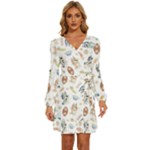 Bluey, Bluey merch, Bluey pattern, Bluey Bluey, bingo, Bluey design, bluey dog Long Sleeve Waist Tie Ruffle Velvet Dress Bluey, Bluey merch, Bluey pattern, Bluey Bluey, bingo, Bluey design, bluey dog Long Sleeve Waist Tie Ruffle Velvet Dress