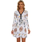 Bluey, Bluey merch, Bluey pattern, Bluey Bluey, bingo, Bluey design, bluey dog Long Sleeve Deep V Mini Dress Bluey, Bluey merch, Bluey pattern, Bluey Bluey, bingo, Bluey design, bluey dog Long Sleeve Deep V Mini Dress