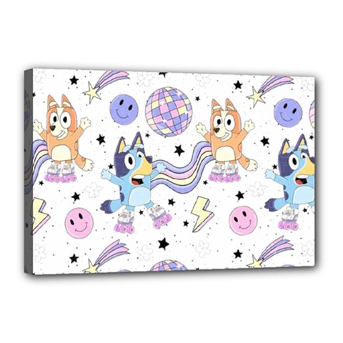 Bluey, Bluey merch, Bluey pattern, Bluey Bluey, bingo, Bluey design, bluey dog Canvas 18  x 12  (Stretched) from ArtsNow.com