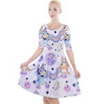 Bluey, Bluey merch, Bluey pattern, Bluey Bluey, bingo, Bluey design, bluey dog Quarter Sleeve A-Line Dress Bluey, Bluey merch, Bluey pattern, Bluey Bluey, bingo, Bluey design, bluey dog Quarter Sleeve A-Line Dress