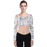 Bluey, Bluey merch, Bluey pattern, Bluey Bluey, bingo, Bluey design, bluey dog Velvet Long Sleeve Crop Top Bluey, Bluey merch, Bluey pattern, Bluey Bluey, bingo, Bluey design, bluey dog Velvet Long Sleeve Crop Top