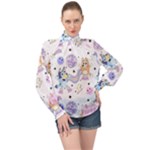 Bluey, Bluey merch, Bluey pattern, Bluey Bluey, bingo, Bluey design, bluey dog High Neck Long Sleeve Chiffon Top Bluey, Bluey merch, Bluey pattern, Bluey Bluey, bingo, Bluey design, bluey dog High Neck Long Sleeve Chiffon Top