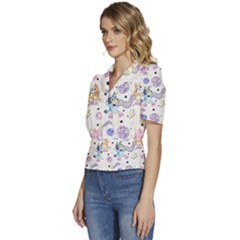 Puffed Short Sleeve Button Up Jacket 