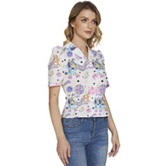 Puffed Short Sleeve Button Up Jacket 