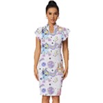 Bluey, Bluey merch, Bluey pattern, Bluey Bluey, bingo, Bluey design, bluey dog Vintage Frill Sleeve V-Neck Bodycon Dress Bluey, Bluey merch, Bluey pattern, Bluey Bluey, bingo, Bluey design, bluey dog Vintage Frill Sleeve V-Neck Bodycon Dress