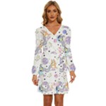 Bluey, Bluey merch, Bluey pattern, Bluey Bluey, bingo, Bluey design, bluey dog Long Sleeve Waist Tie Ruffle Velvet Dress Bluey, Bluey merch, Bluey pattern, Bluey Bluey, bingo, Bluey design, bluey dog Long Sleeve Waist Tie Ruffle Velvet Dress