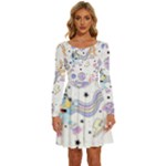 Bluey, Bluey merch, Bluey pattern, Bluey Bluey, bingo, Bluey design, bluey dog Long Sleeve Wide Neck Velvet Dress Bluey, Bluey merch, Bluey pattern, Bluey Bluey, bingo, Bluey design, bluey dog Long Sleeve Wide Neck Velvet Dress