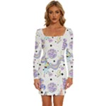 Bluey, Bluey merch, Bluey pattern, Bluey Bluey, bingo, Bluey design, bluey dog Long Sleeve Square Neck Bodycon Velvet Dress Bluey, Bluey merch, Bluey pattern, Bluey Bluey, bingo, Bluey design, bluey dog Long Sleeve Square Neck Bodycon Velvet Dress