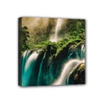 Waterfall Rocks Jungle Forest Mini Canvas 4  x 4  (Stretched)