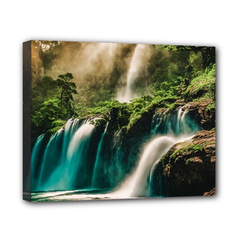 Waterfall Rocks Jungle Forest Canvas 10  x 8  (Stretched) from ArtsNow.com