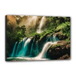 Waterfall Rocks Jungle Forest Canvas 18  x 12  (Stretched)
