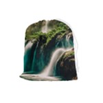 Waterfall Rocks Jungle Forest Drawstring Pouch (Large)