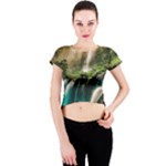 Waterfall Rocks Jungle Forest Crew Neck Crop Top