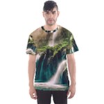 Waterfall Rocks Jungle Forest Men s Sport Mesh T-Shirt