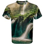 Waterfall Rocks Jungle Forest Men s Cotton T-Shirt