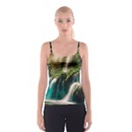 Waterfall Rocks Jungle Forest Spaghetti Strap Top