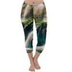 Waterfall Rocks Jungle Forest Capri Winter Leggings 
