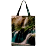 Waterfall Rocks Jungle Forest Zipper Classic Tote Bag