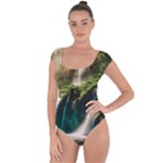 Waterfall Rocks Jungle Forest Short Sleeve Leotard 