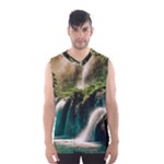 Waterfall Rocks Jungle Forest Men s Basketball Tank Top