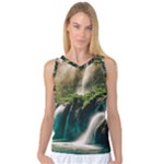 Waterfall Rocks Jungle Forest Women s Basketball Tank Top