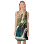 Waterfall Rocks Jungle Forest Sleeveless Satin Nightdress