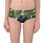 Waterfall Rocks Jungle Forest Mid-Waist Bikini Bottoms