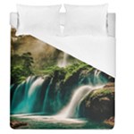 Waterfall Rocks Jungle Forest Duvet Cover (Queen Size)