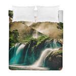 Waterfall Rocks Jungle Forest Duvet Cover Double Side (Full/ Double Size)