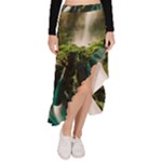 Waterfall Rocks Jungle Forest Asymmetrical Ruffle Hem Skirt 