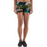 Waterfall Rocks Jungle Forest Yoga Shorts