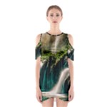 Waterfall Rocks Jungle Forest Shoulder Cutout One Piece Dress